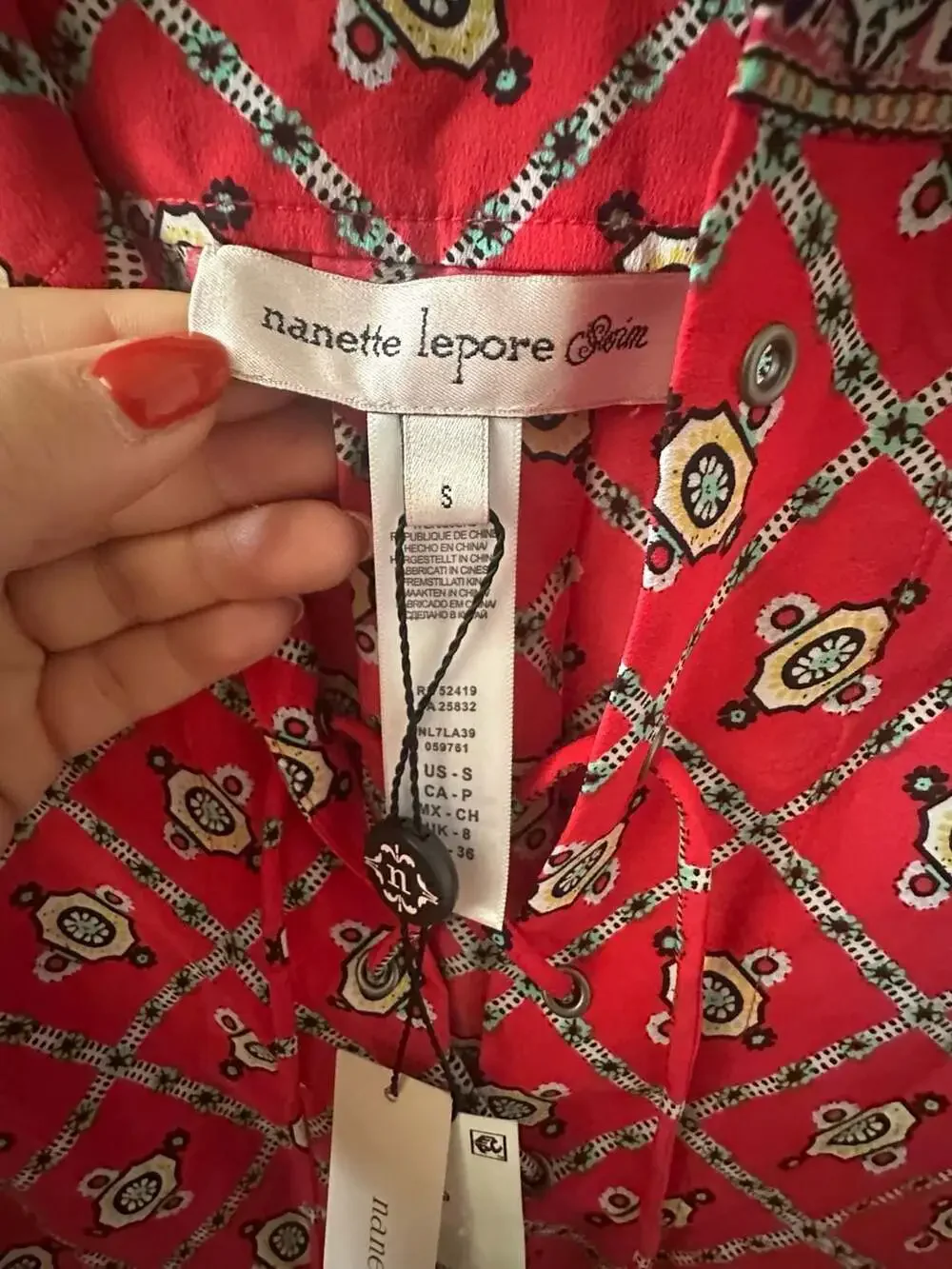 Nanette Lepore Red Batik Swim Cover Up